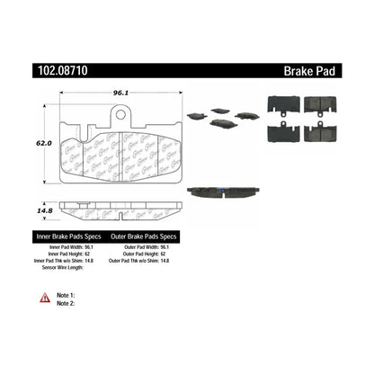 Centric Parts Disc Brake Pad Set Semi-Metallic with Shims for 2001-2006 Lexus LS430 102.08710