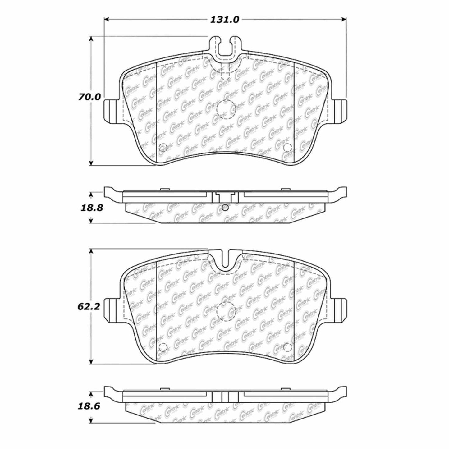 Centric Parts Disc Brake Pad Set Semi-Metallic with Shims for 2002-2005 Mercedes-Benz C230-C350 CLK280-CLK350 SLK280-SLK300 102.08720