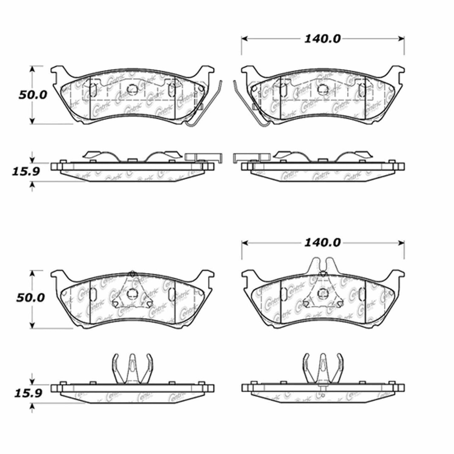 Centric Parts Disc Brake Pad Set Semi-Metallic with Shims for 1998-2005 Mercedes-Benz ML320 ML350 ML430 102.08750