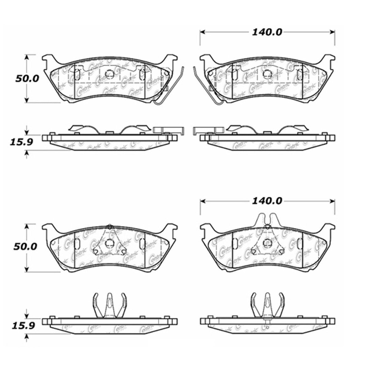 Centric Parts Disc Brake Pad Set Semi-Metallic with Shims for 1998-2005 Mercedes-Benz ML320 ML350 ML430 102.08750