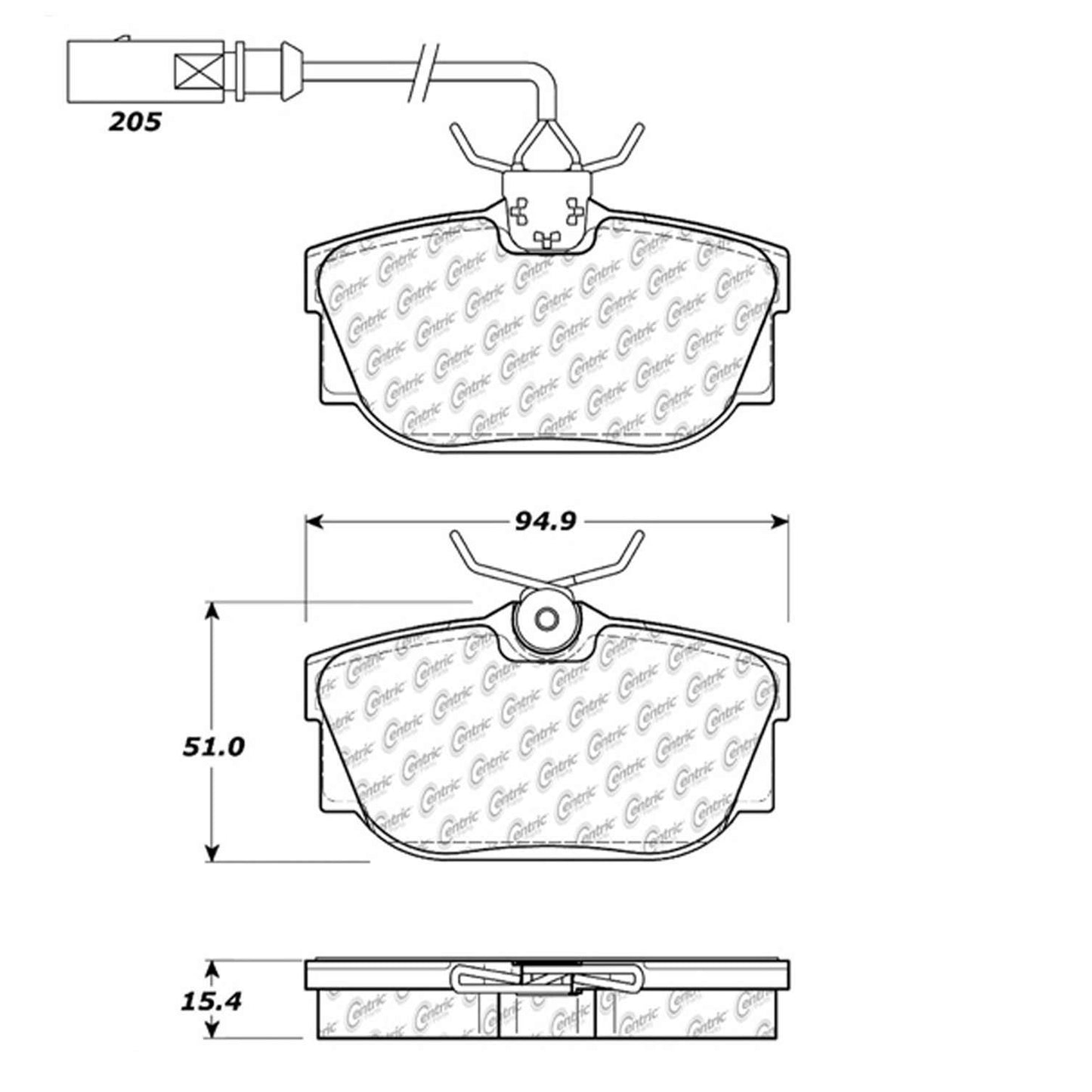 Centric Parts Disc Brake Pad Set Semi-Metallic with Shims for 2001-2003 Volkswagen EuroVan 2002-2008 Sharan 102.08772