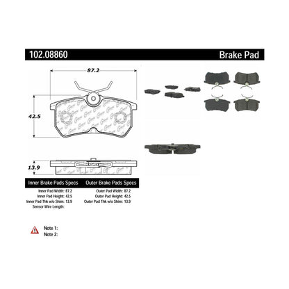 Centric Parts Disc Brake Pad Set Semi-Metallic with Shims for 2019-2014 Ford Fiesta 2007-2001 Focus 102.08860
