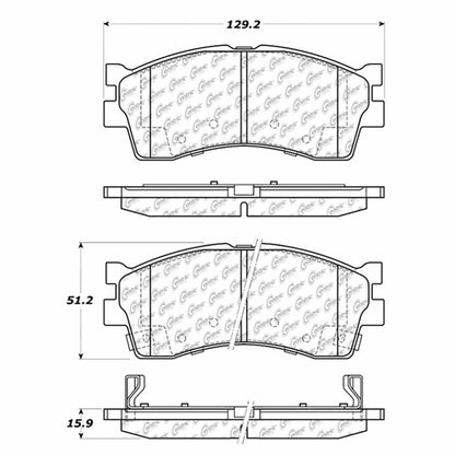 Centric Parts Disc Brake Pad Set Semi-Metallic with Shims for 2003-2005 Kia Rio, Sephia 2001, Spectra 2003-2001 102.08890