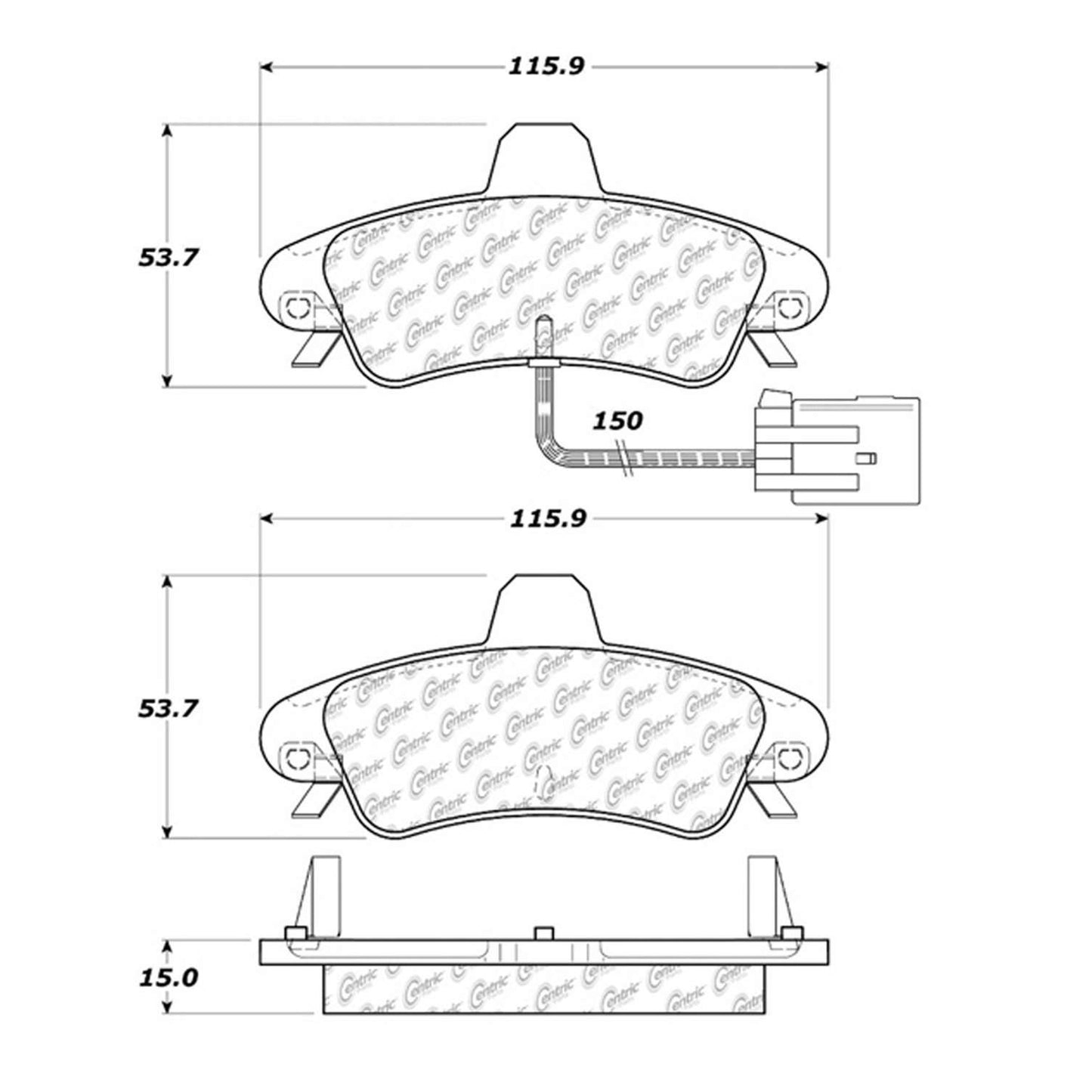 Centric Parts Disc Brake Pad Set Semi-Metallic with Shims for 1999-2002 Mercury Cougar 102.08990