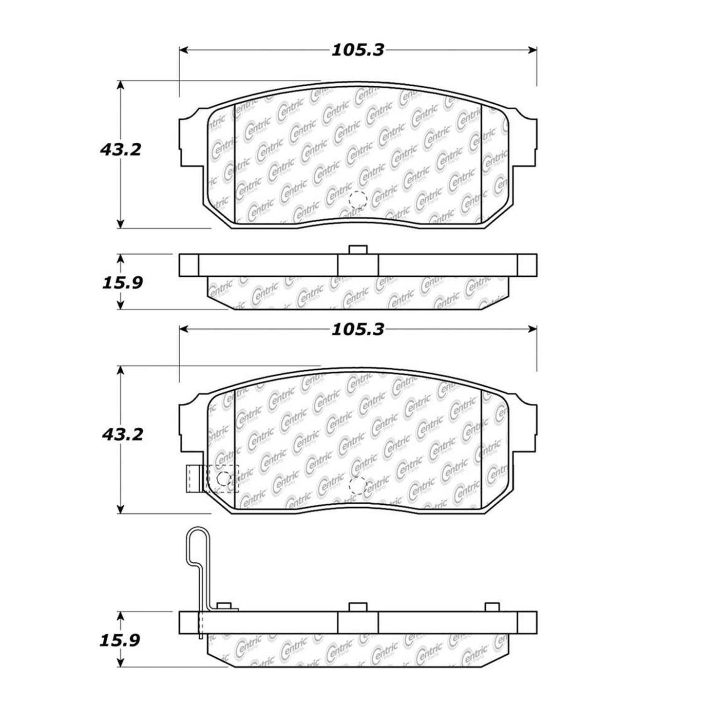 Centric Parts Disc Brake Pad Set with Semi-Metallic compounds 102.09000