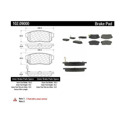 Centric Parts Disc Brake Pad Set with Semi-Metallic compounds 102.09000