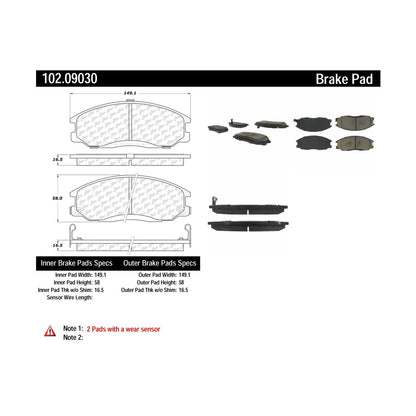 Centric Parts Disc Brake Pad Set with Semi-Metallic compounds 102.09030