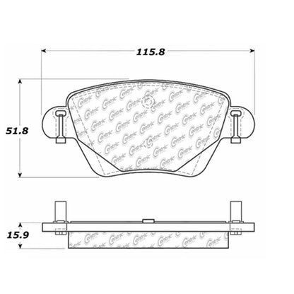 Centric Parts Disc Brake Pad Set Shimmed for Noise Reduction with Semi-Metallic Compounds 102.09110