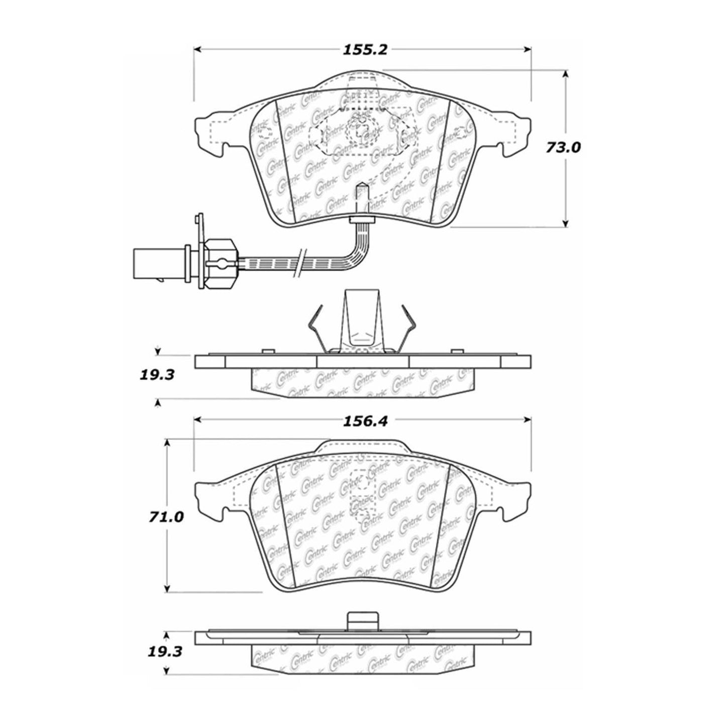 Centric Parts Disc Brake Pad Set Semi-Metallic with Noise Reduction 102.09150