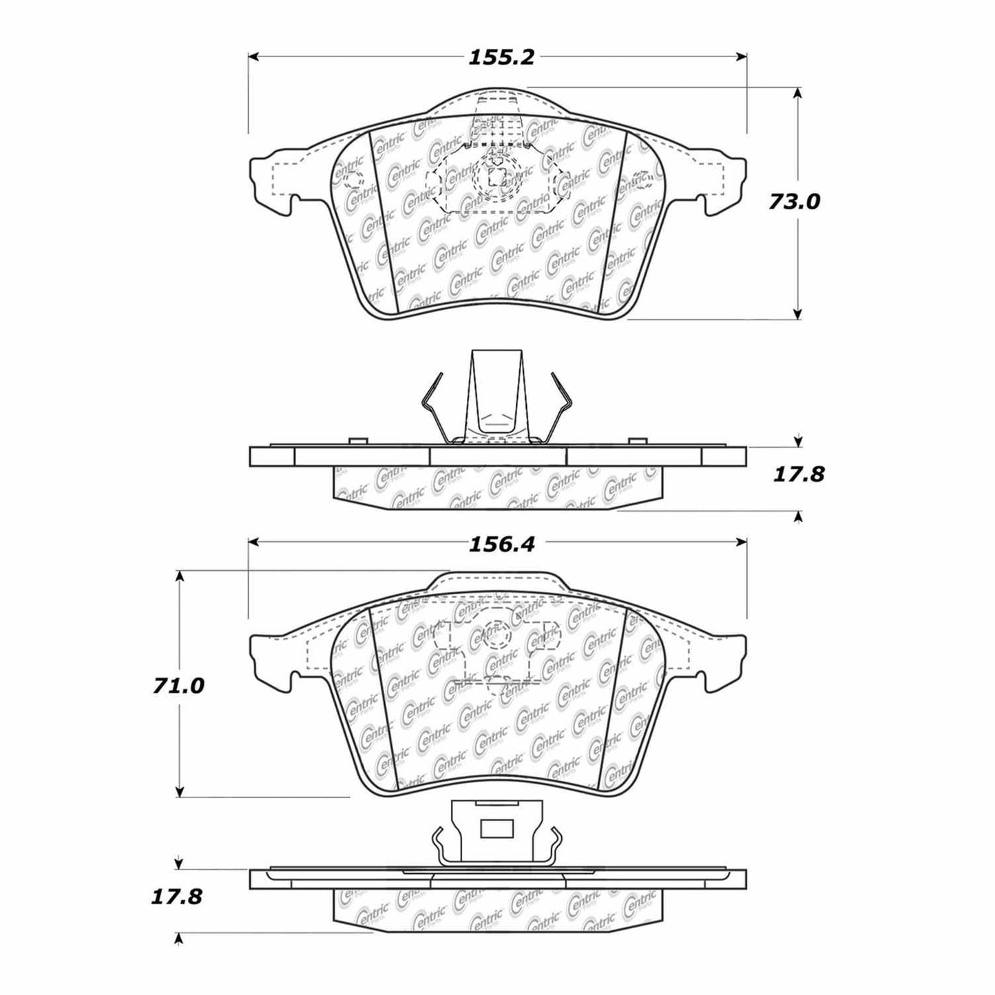 Centric Parts Disc Brake Pad Set Semi-Metallic with Noise Reduction 102.09152