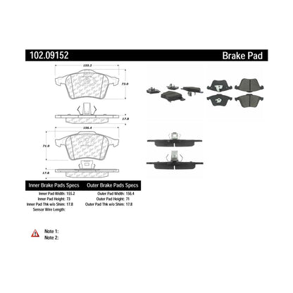 Centric Parts Disc Brake Pad Set Semi-Metallic with Noise Reduction 102.09152