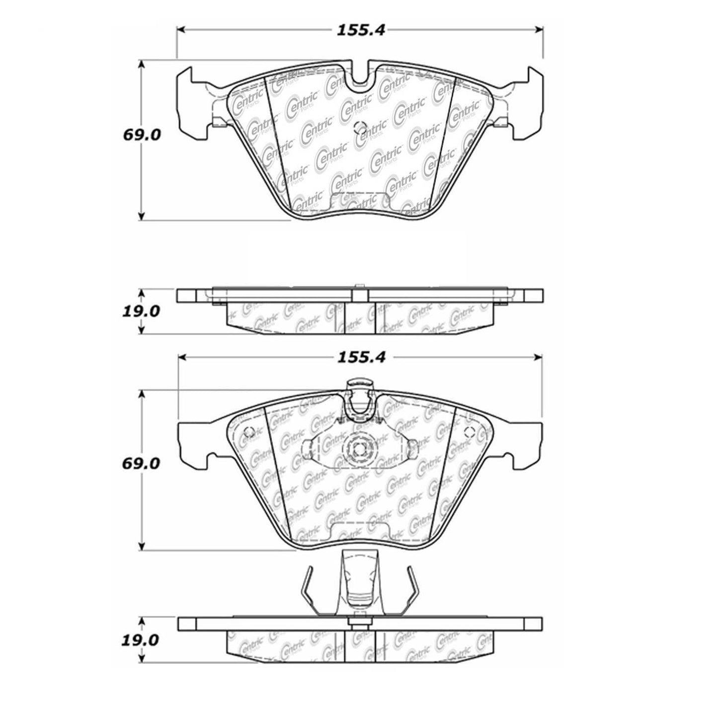 Centric Parts Disc Brake Pad Set with Semi-Metallic compounds 102.09181