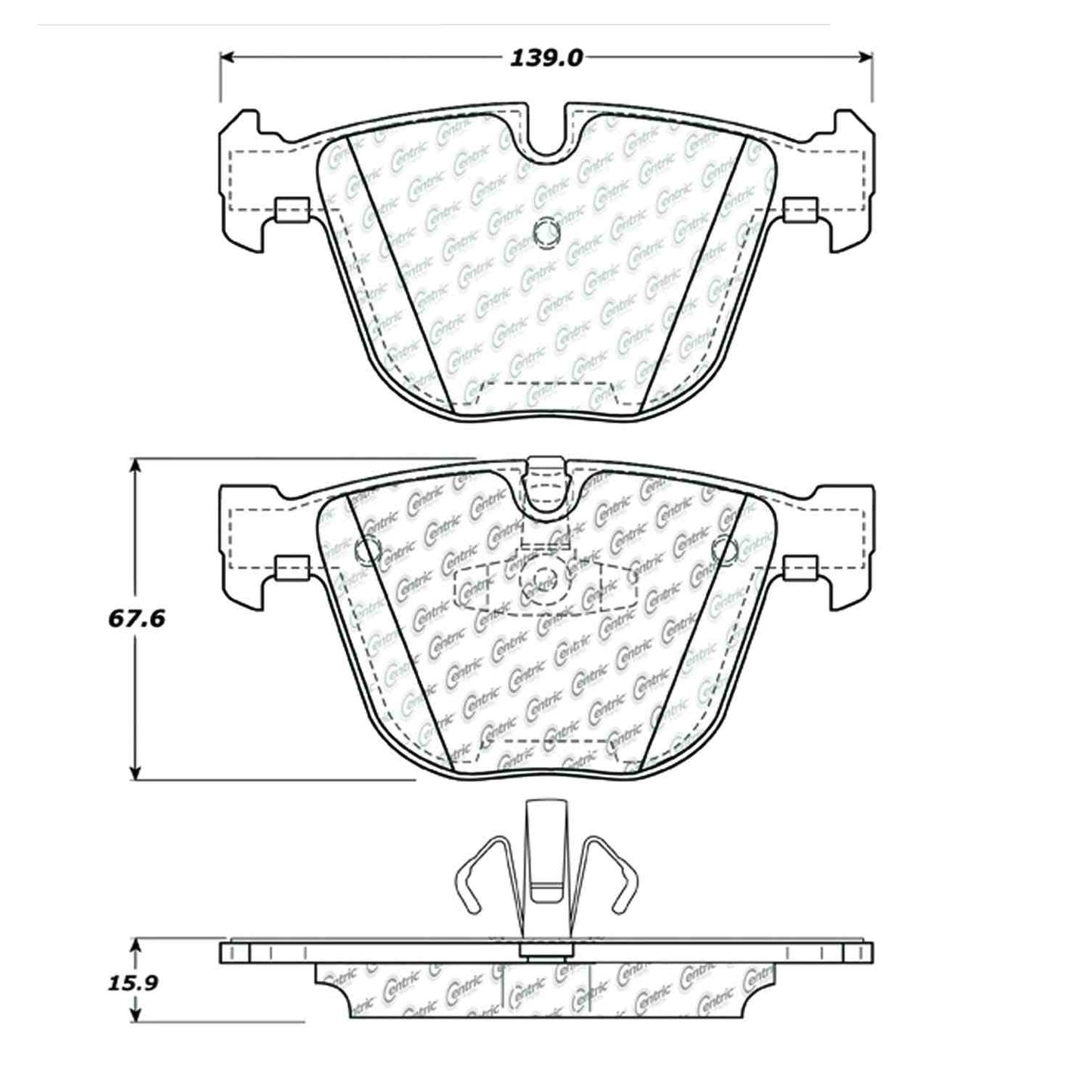 Centric Parts Disc Brake Pad Set Semi-Metallic with Noise Reduction 102.09191
