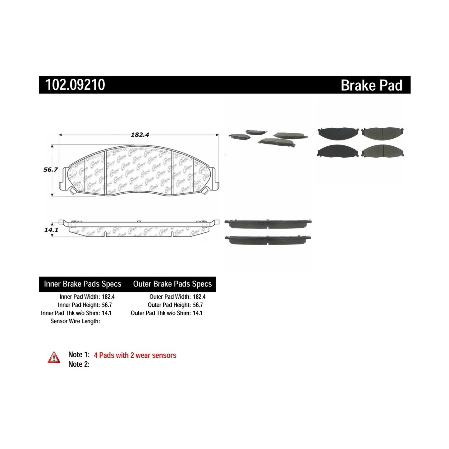 Centric Parts Disc Brake Pad Set with Semi-Metallic compounds 102.09210