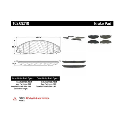 Centric Parts Disc Brake Pad Set with Semi-Metallic compounds 102.09210