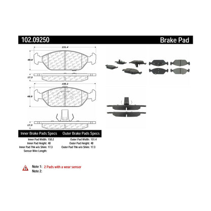 Centric Parts Disc Brake Pad Set Semi-Metallic with Noise Reduction 102.09250