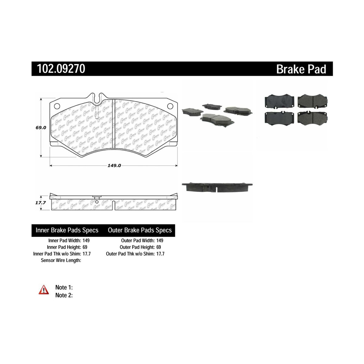 Centric Parts Disc Brake Pad Set with Semi-Metallic compounds 102.09270