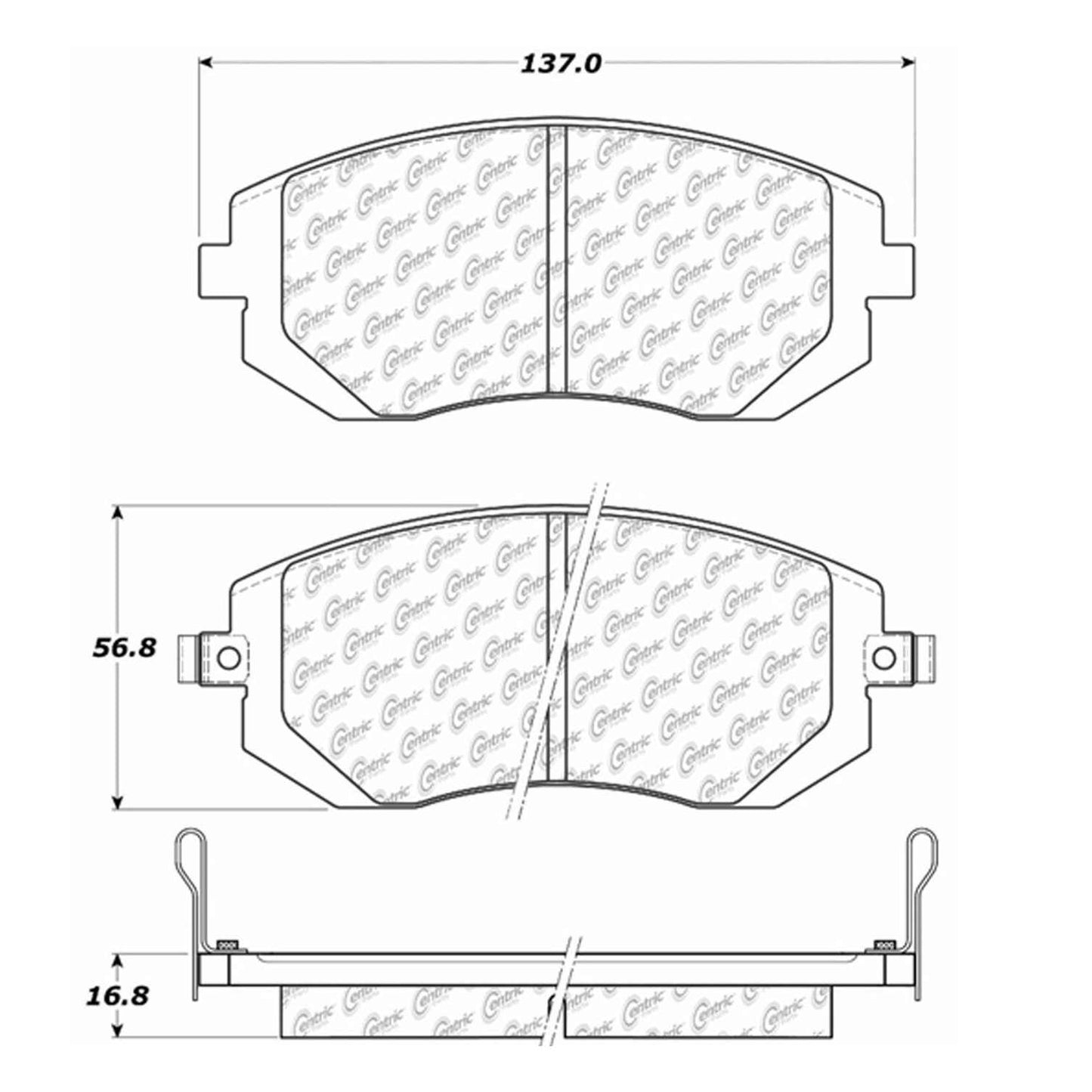 Centric Parts Disc Brake Pad Set with Semi-Metallic compounds for 2020-2025 vehicles 102.09290