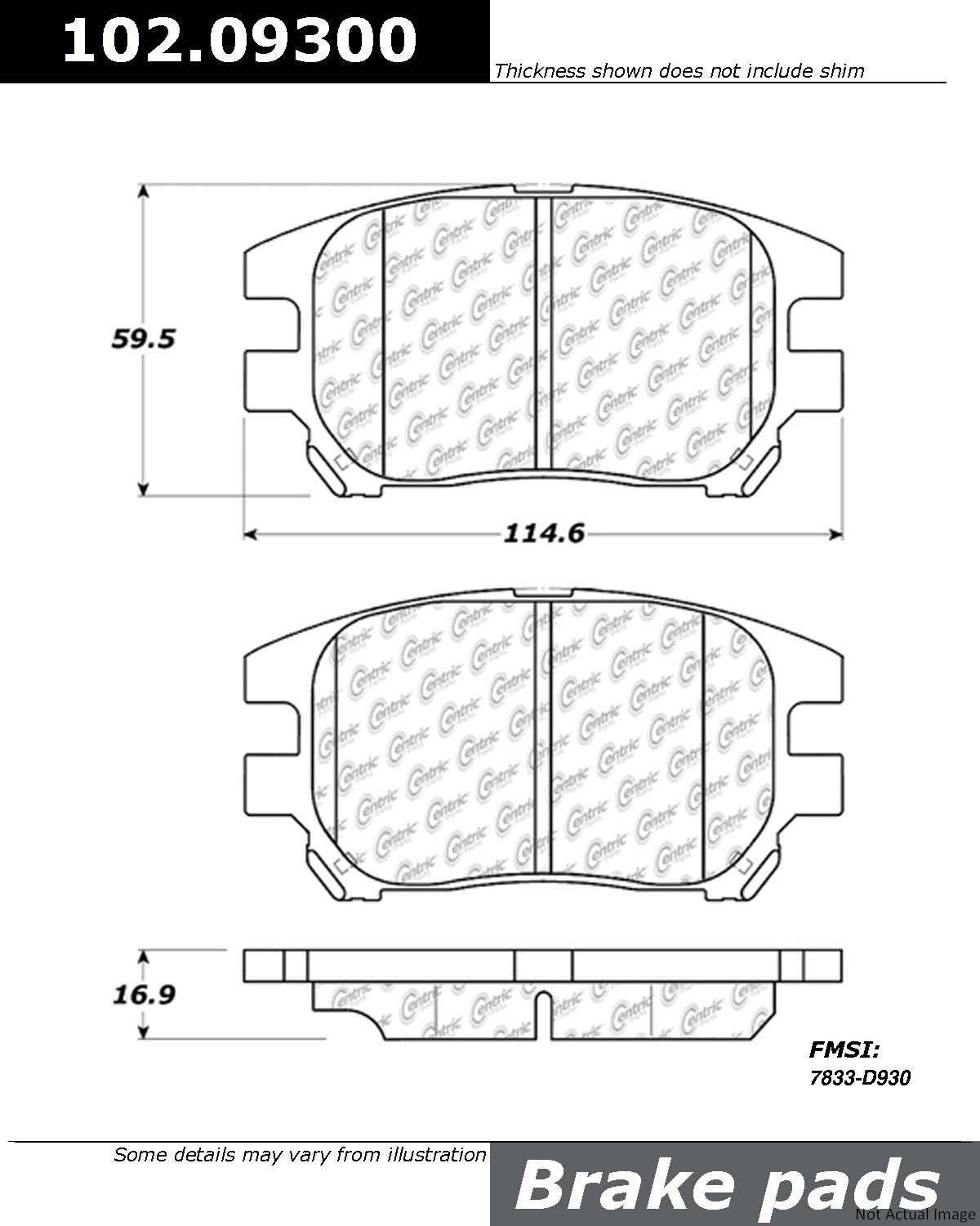Centric Parts Disc Brake Pad Set Semi-Metallic with Shims for 2002-2003 Lexus RX300 102.09300