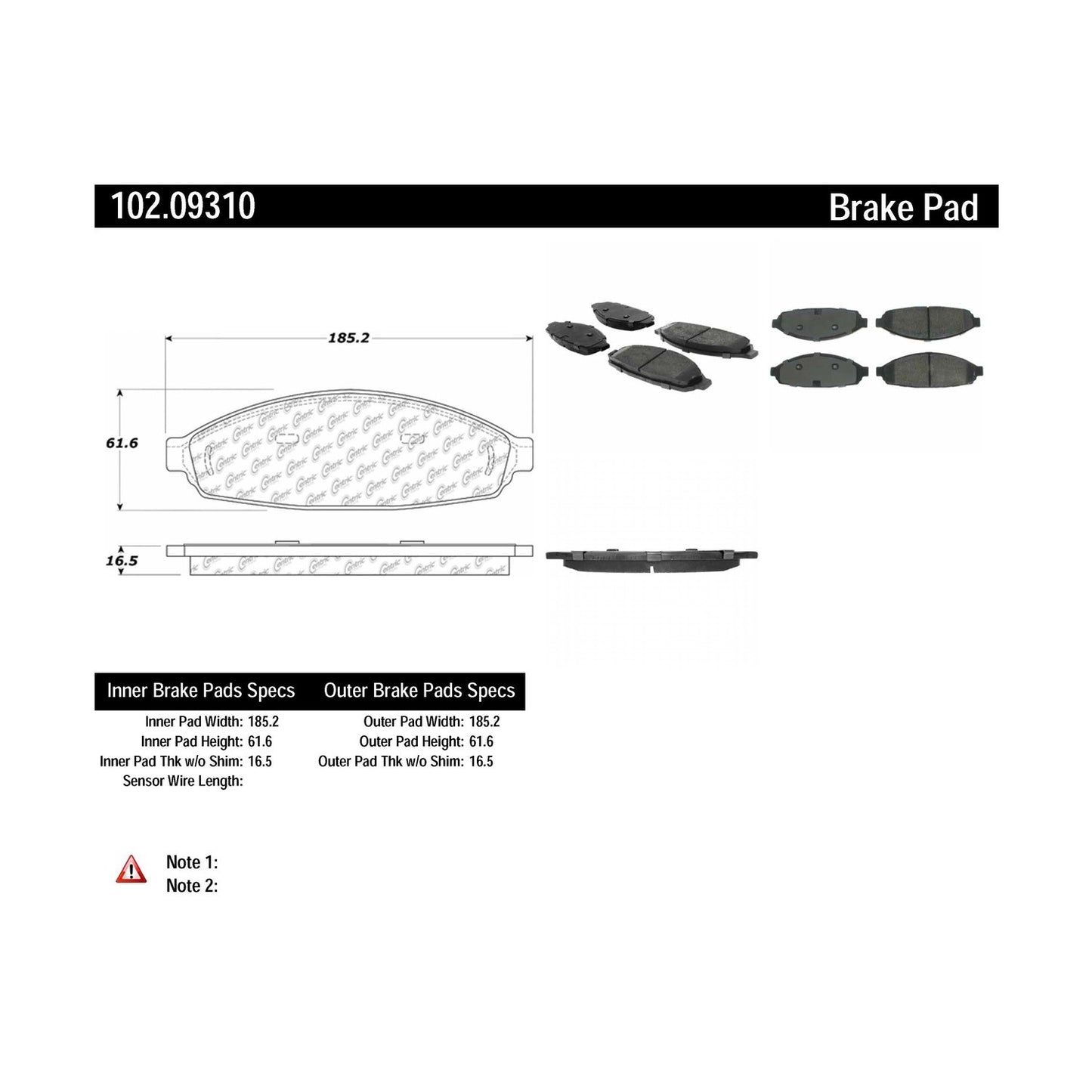 Centric Parts Disc Brake Pad Set with Semi-Metallic compounds 102.09310