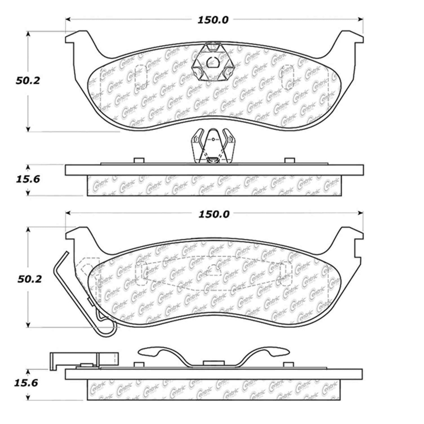 Centric Parts Disc Brake Pad Set Semi-Metallic with Noise Reduction 102.09320