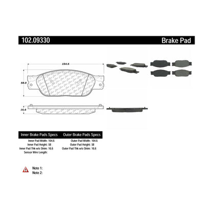 Centric Parts Disc Brake Pad Set with Semi-Metallic compounds 102.09330