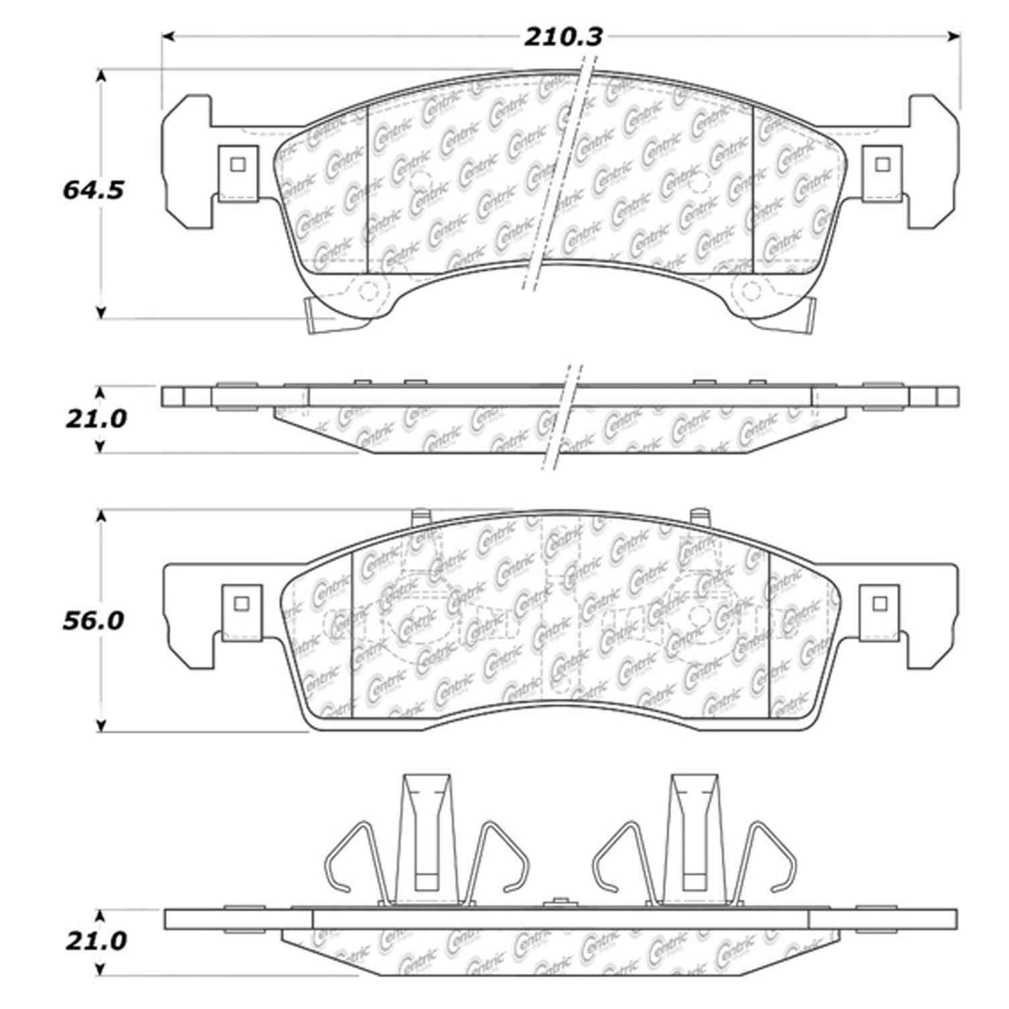 Centric Parts Disc Brake Pad Set with Semi-Metallic compounds 102.09340
