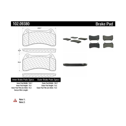 Centric Parts Disc Brake Pad Set Semi-Metallic with Shims for 2003-2005 Jaguar S-Type Super V8 Vanden Plas XJR 102.09380