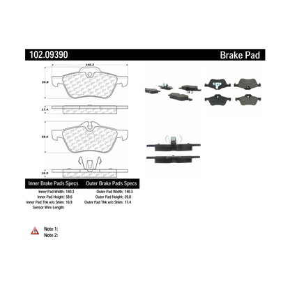 Centric Parts Disc Brake Pad Set with Semi-Metallic compounds 102.09390