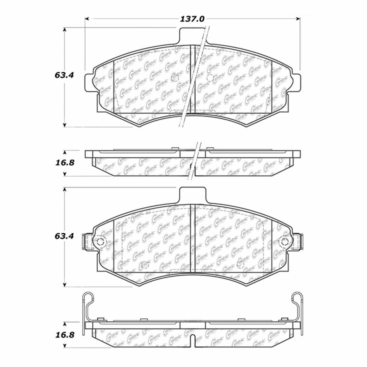 Centric Parts Disc Brake Pad Set with Semi-Metallic compounds 102.09410