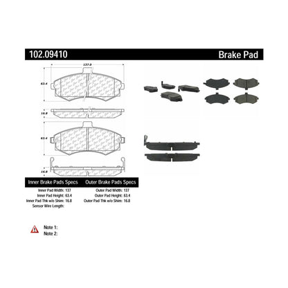 Centric Parts Disc Brake Pad Set with Semi-Metallic compounds 102.09410