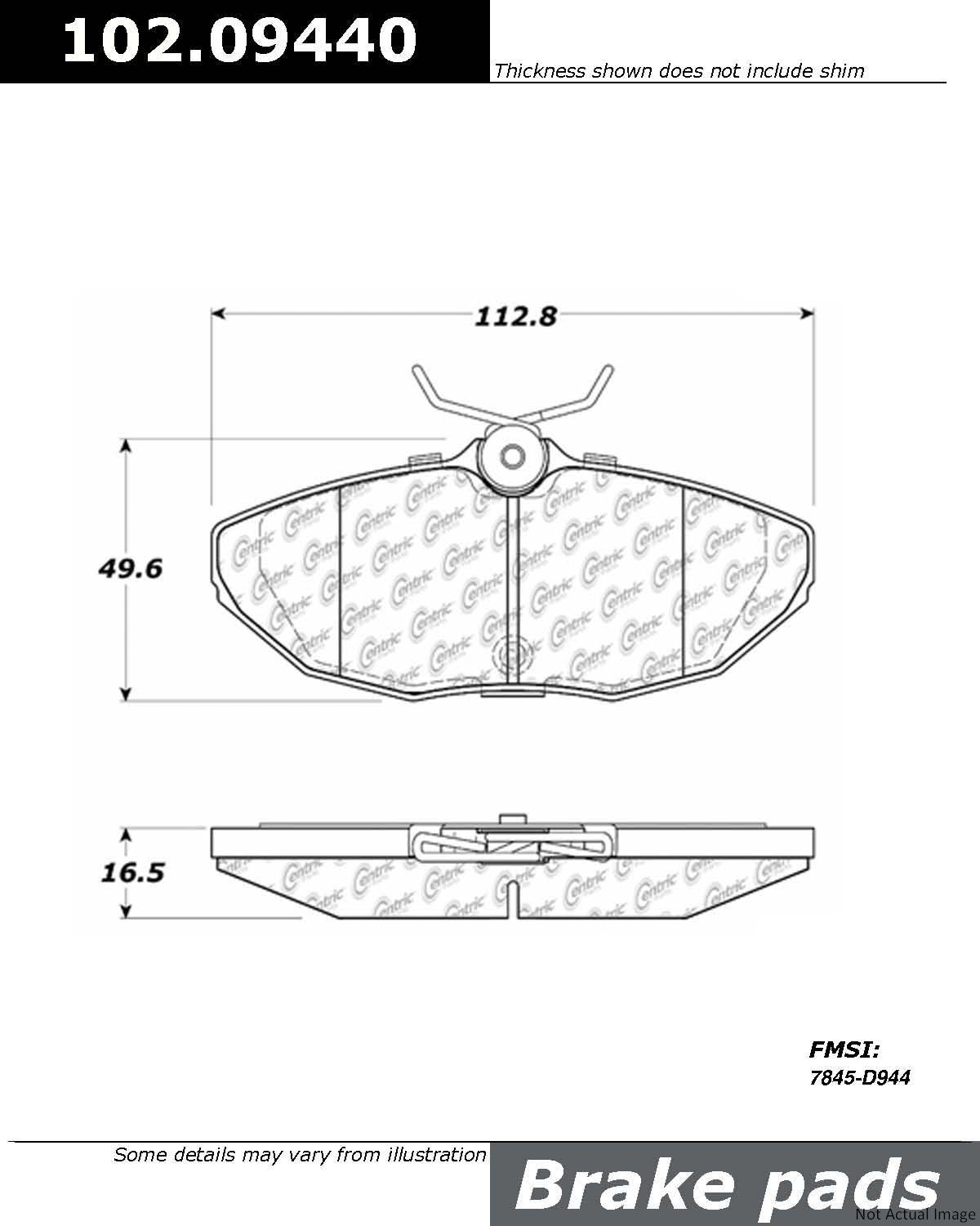 Centric Parts Semi-Metallic Brake Pads with Shims 102.09440