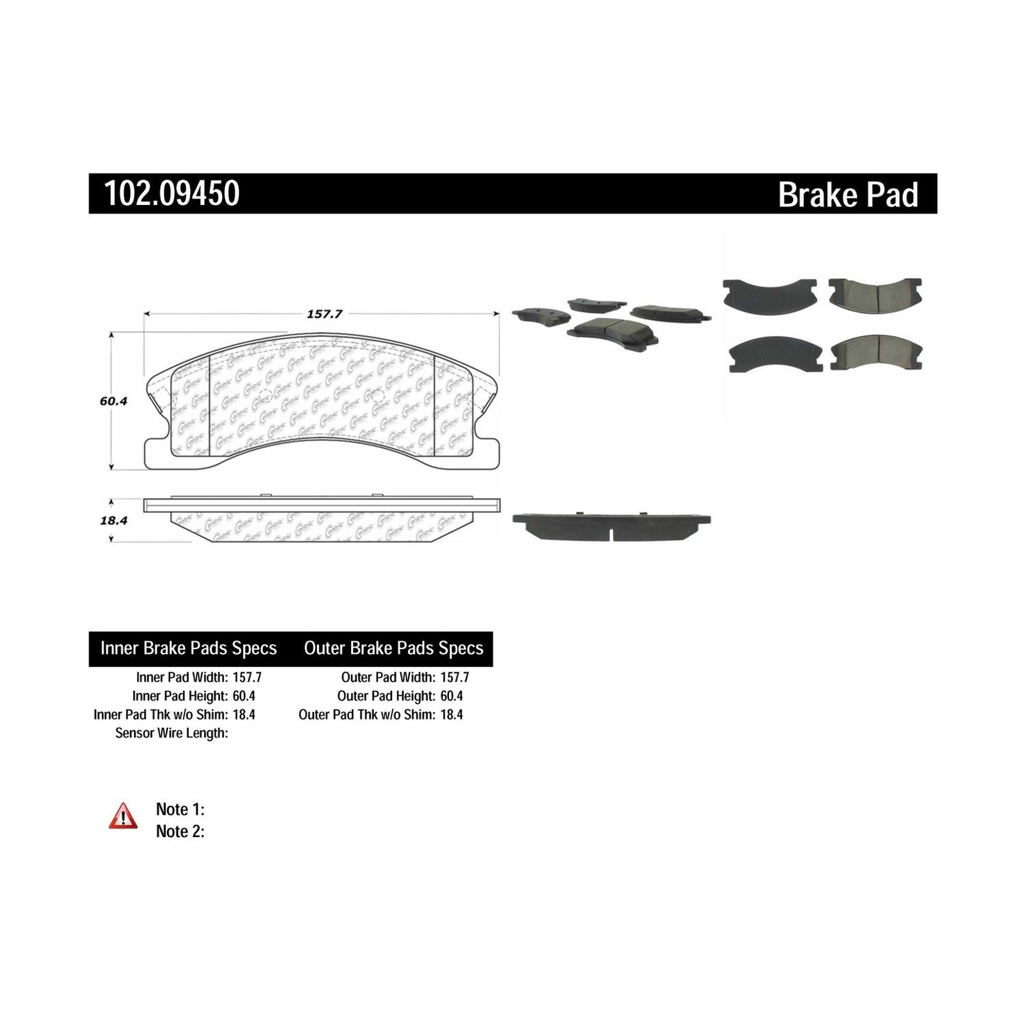 Centric Parts Disc Brake Pad Set with Semi-Metallic compounds 102.09450