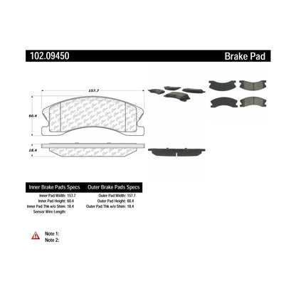 Centric Parts Disc Brake Pad Set with Semi-Metallic compounds 102.09450
