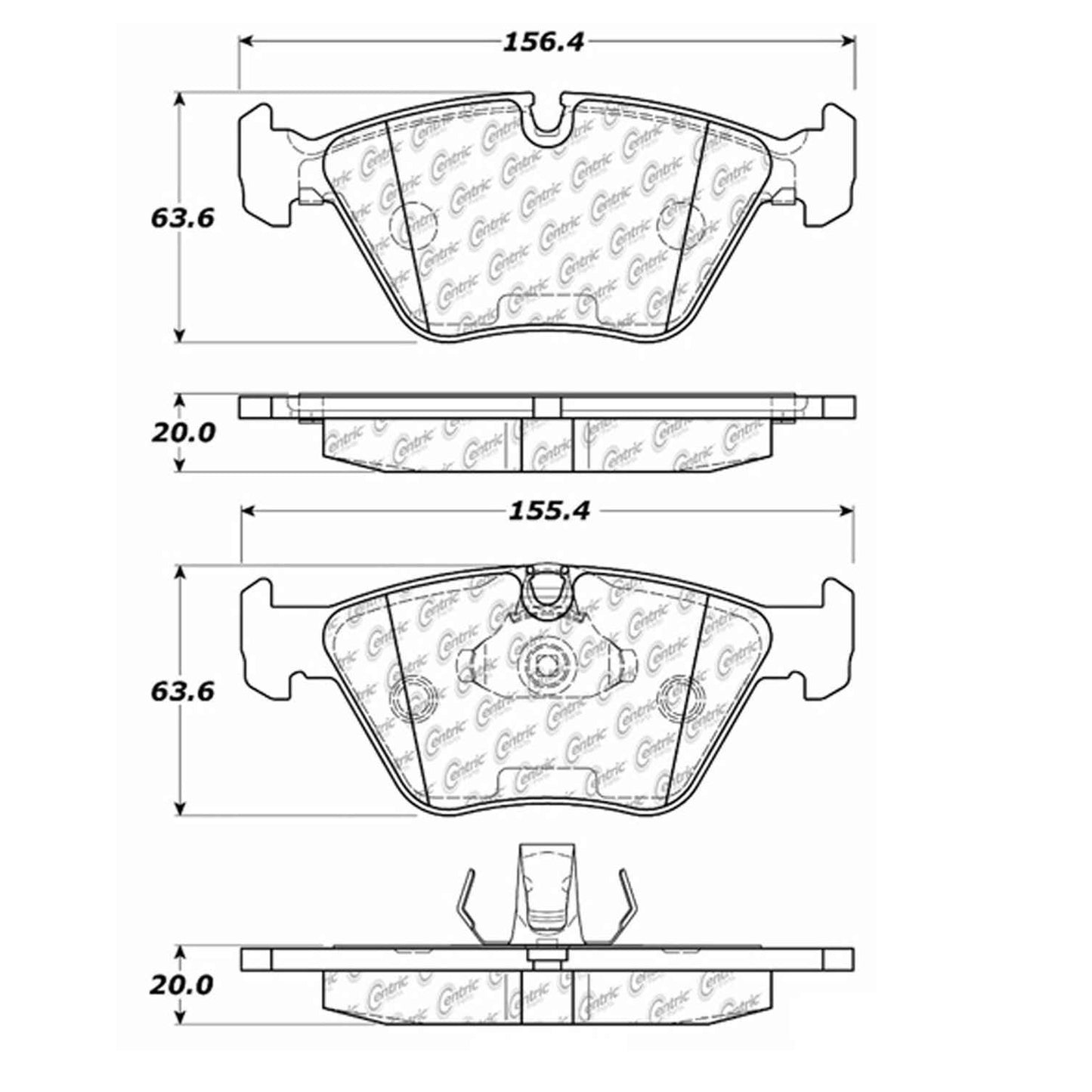 Centric Parts Disc Brake Pad Set Semi-Metallic with Noise Reduction for 102.09460