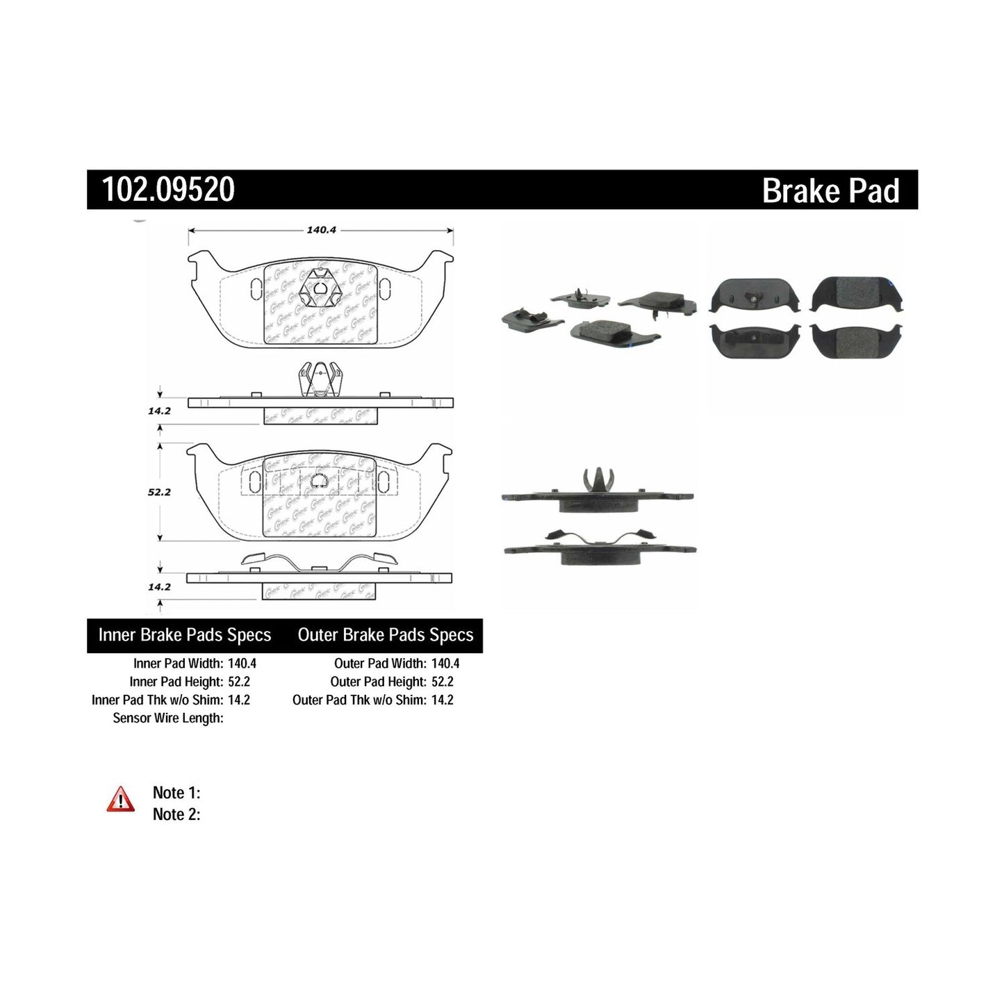 Centric Parts Disc Brake Pad Set with Semi-Metallic compounds 102.09520