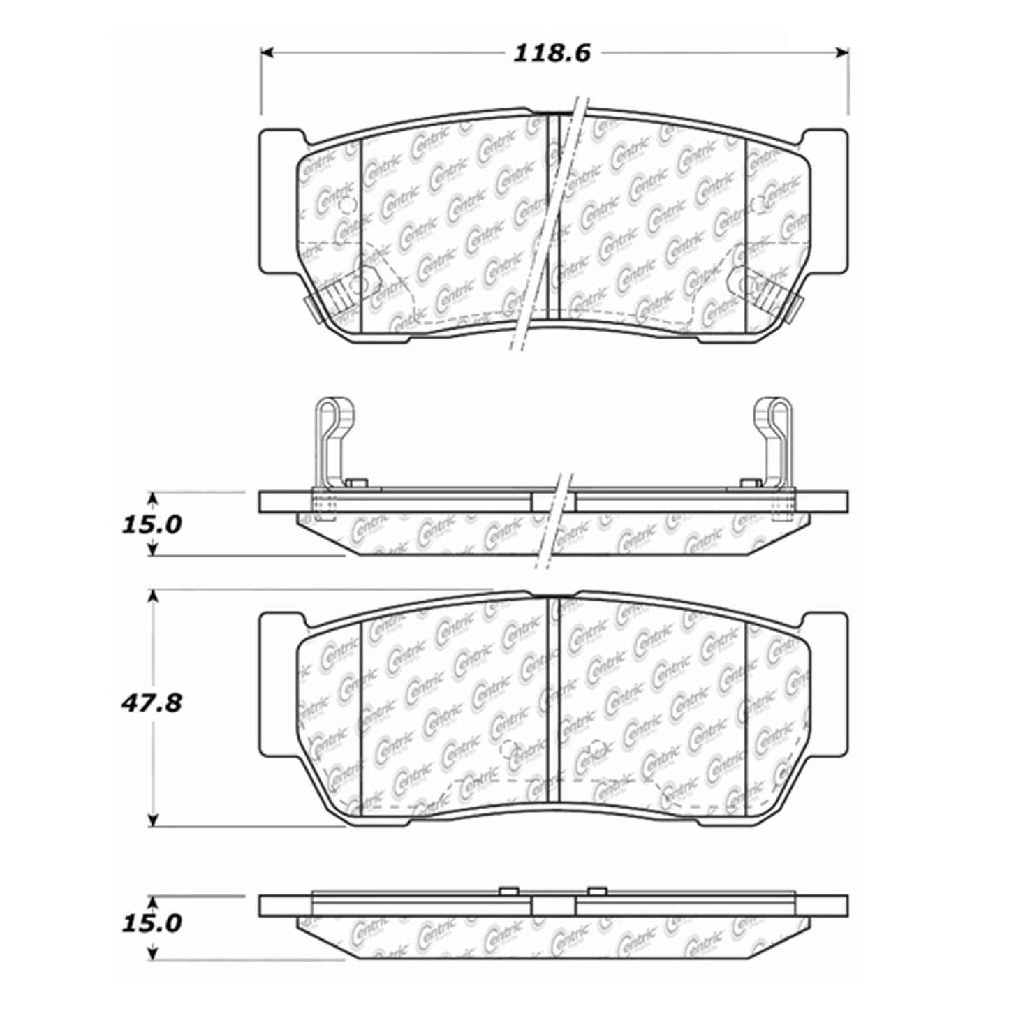 Centric Parts Disc Brake Pad Set with Semi-Metallic compounds 102.09540