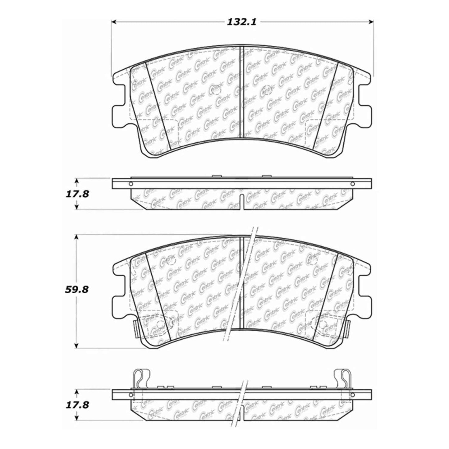 Centric Parts Disc Brake Pad Set with Semi-Metallic compounds 102.09570