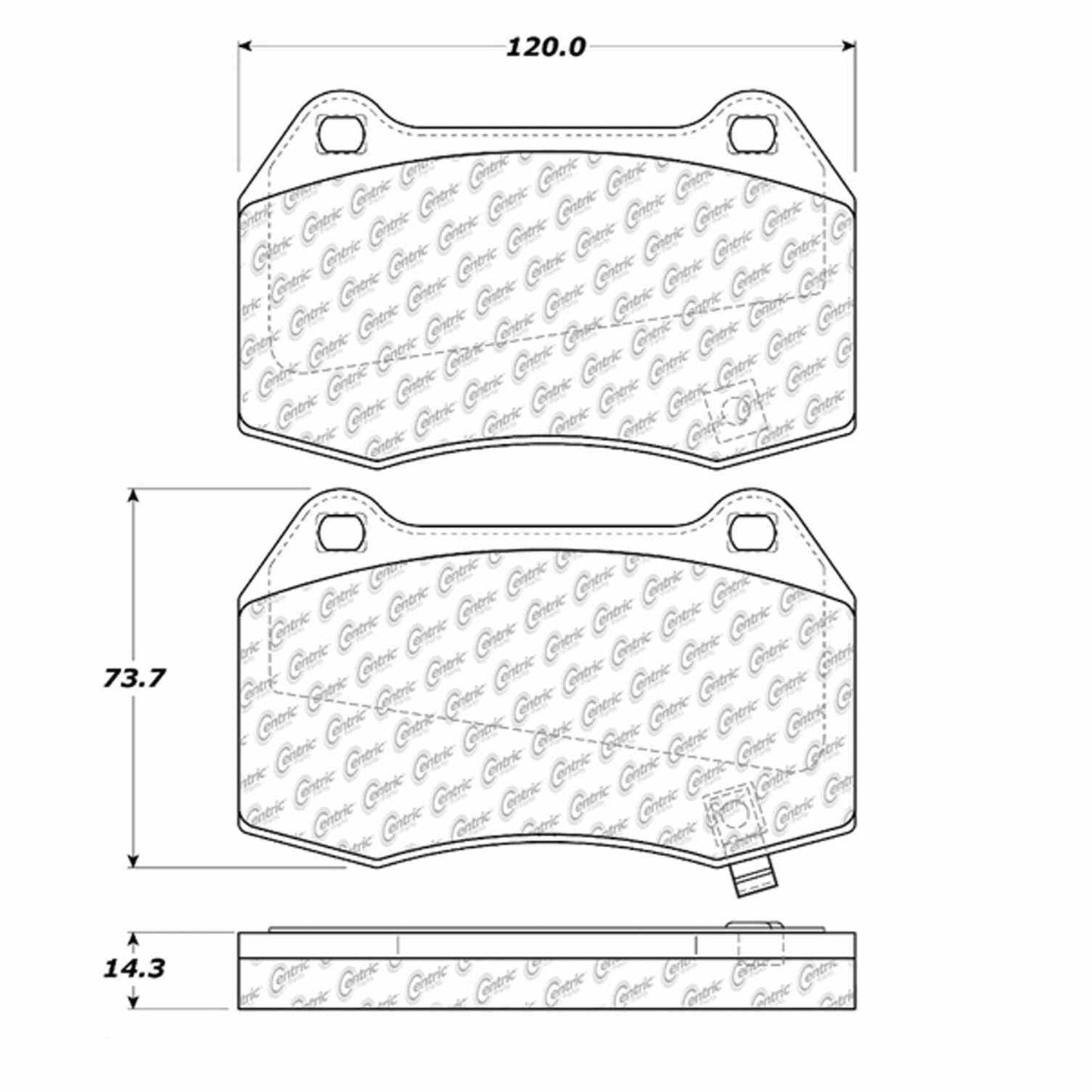 Centric Parts Disc Brake Pad Set Semi-Metallic with Noise Reduction 102.09600