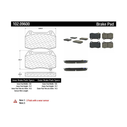 Centric Parts Disc Brake Pad Set Semi-Metallic with Noise Reduction 102.09600