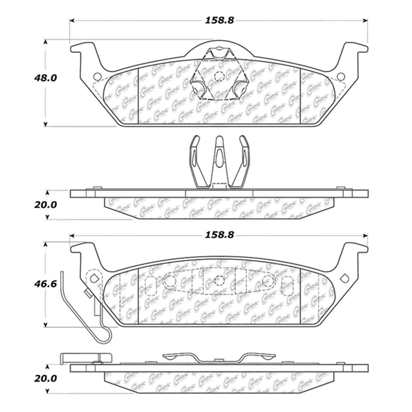Centric Parts Disc Brake Pad Set Shimmed for Noise Reduction with Semi-Metallic Compounds