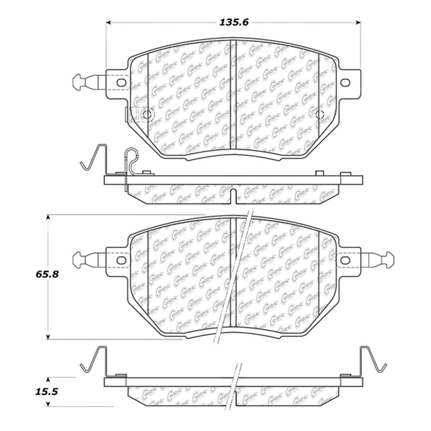 Centric Parts Disc Brake Pad Set with Semi-Metallic compounds 102.09690