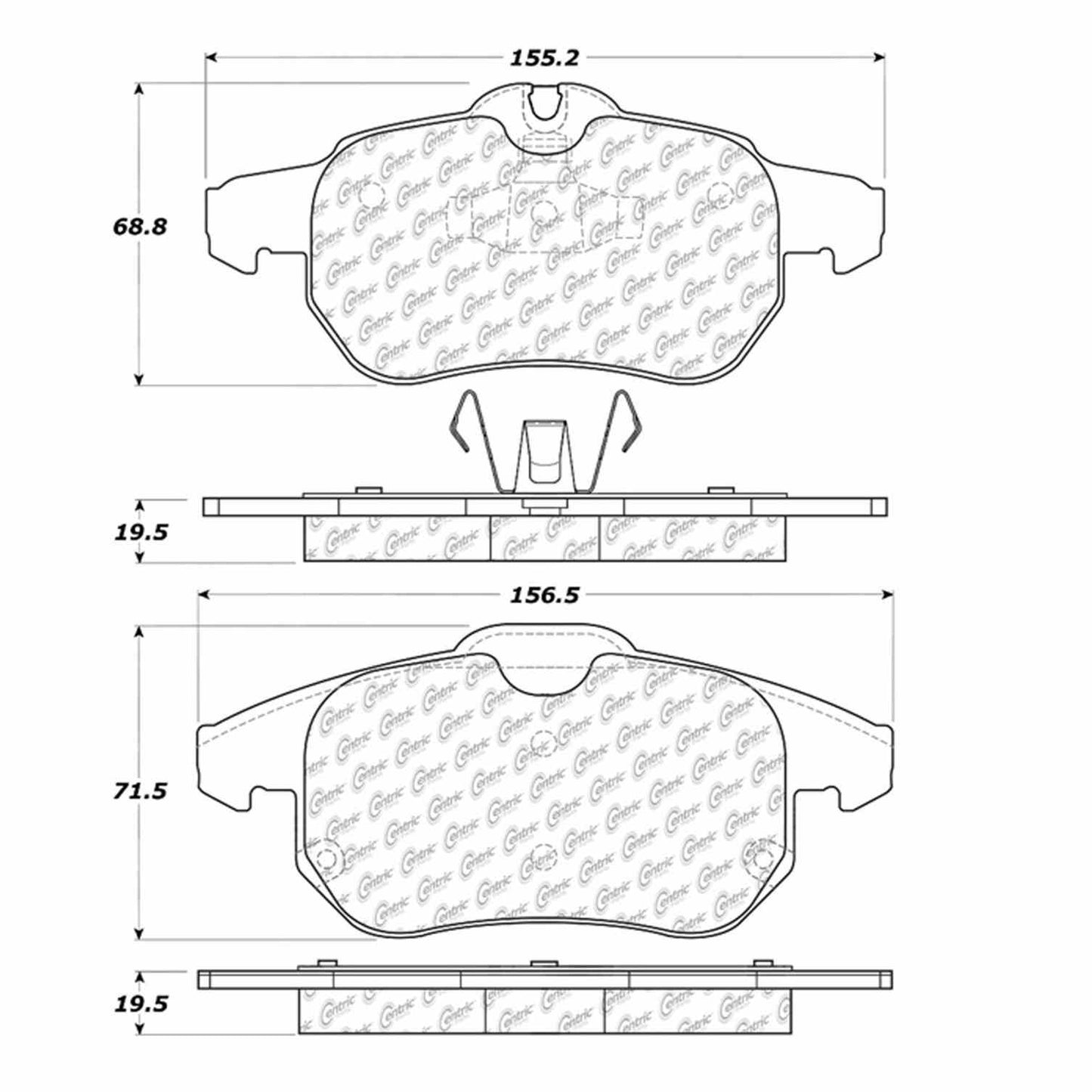 Centric Parts Disc Brake Pad Set with Semi-Metallic compounds 102.09720