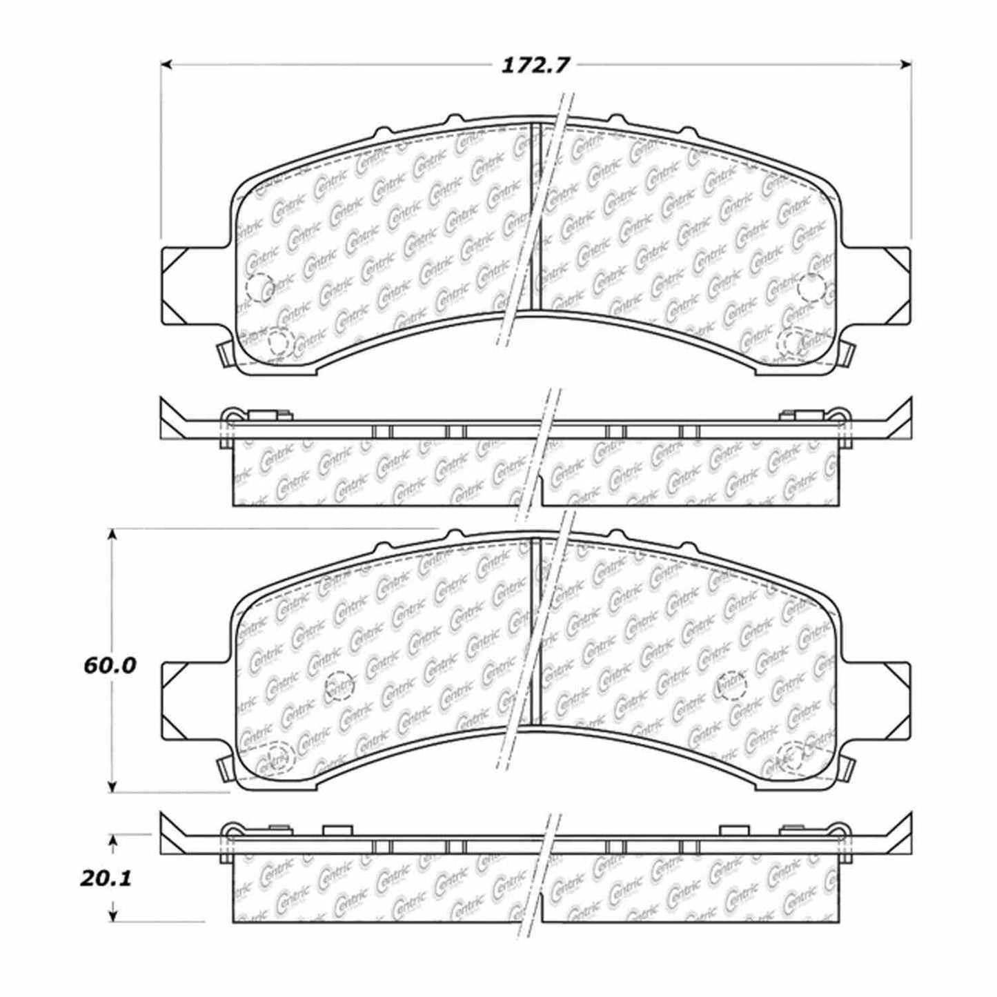 Centric Parts Disc Brake Pad Set Semi-Metallic with Noise Reduction 102.09740