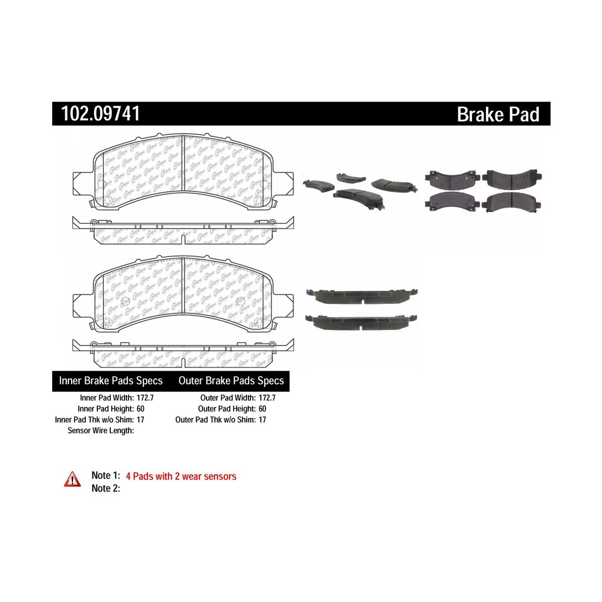Centric Parts Disc Brake Pad Set with Semi-Metallic compounds 102.09741
