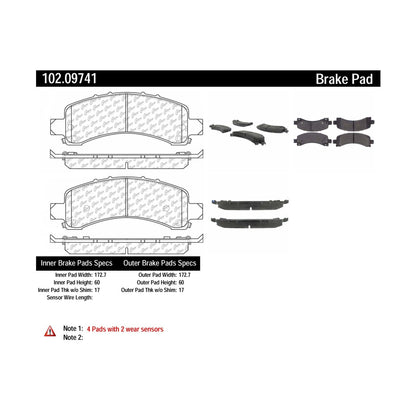 Centric Parts Disc Brake Pad Set with Semi-Metallic compounds 102.09741