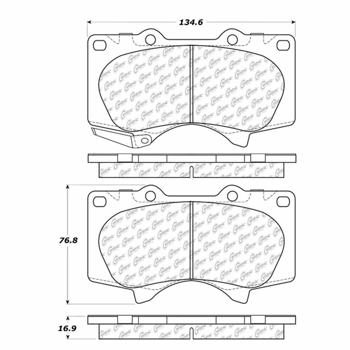 Centric Parts Disc Brake Pad Set with Semi-Metallic compounds 102.09760