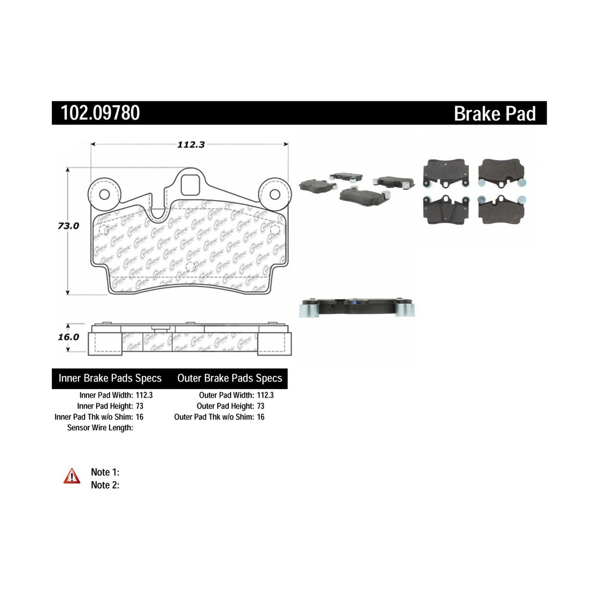 Centric Parts Disc Brake Pad Set with Semi-Metallic compounds 102.09780