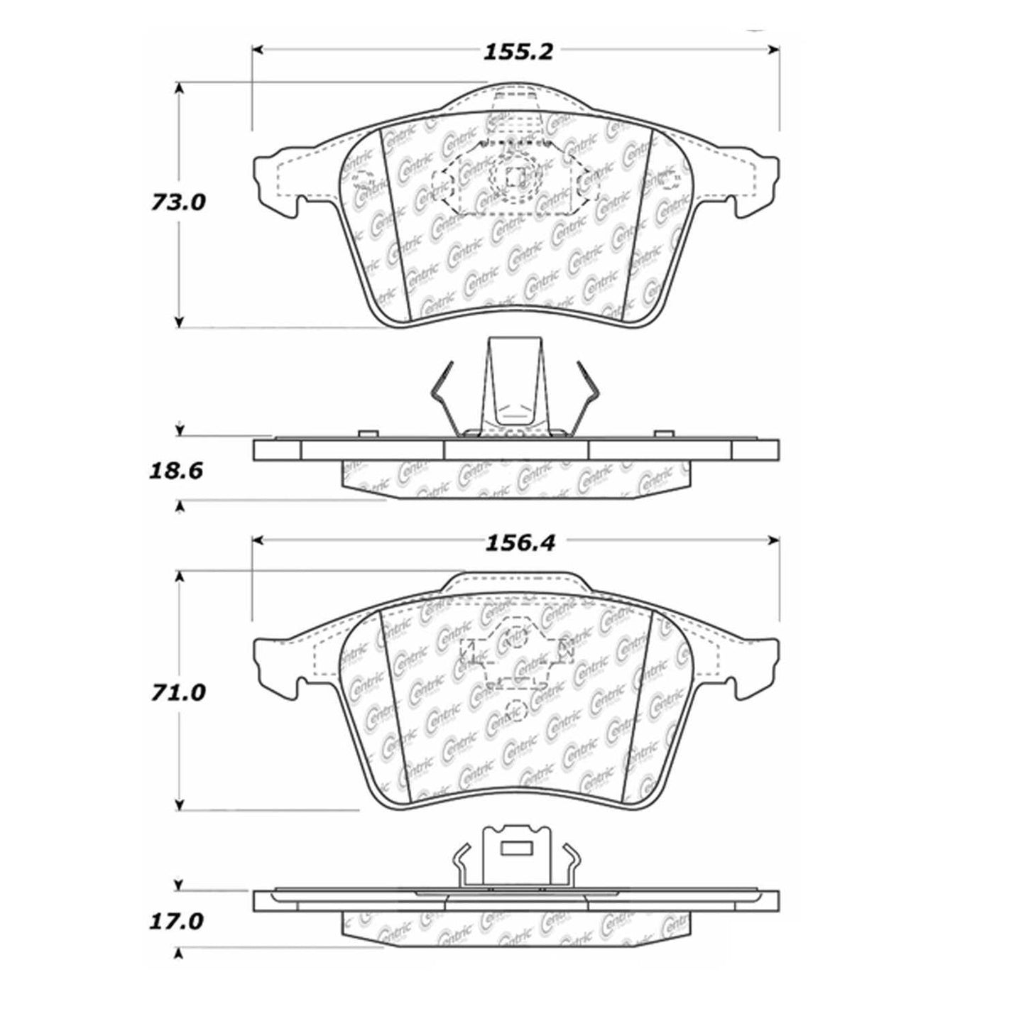 Centric Parts Disc Brake Pad Set Shimmed Semi-Metallic 102.09790