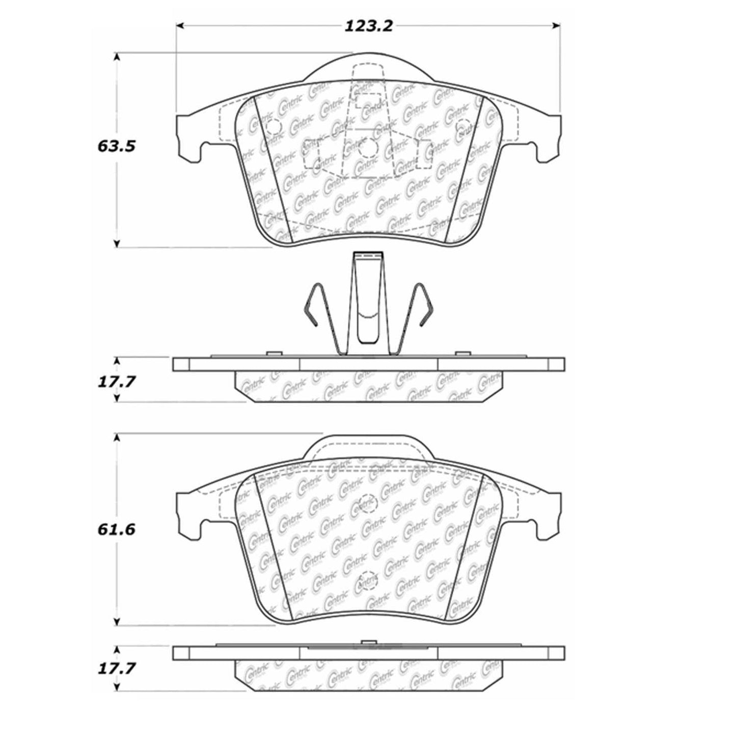 Centric Parts Disc Brake Pad Set Shimmed Semi-Metallic 102.09800